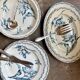 Round flat dish Lunéville in blue ironstone, "Tulip" service.