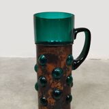 Vintage copper base bubble glass vase & glasses Nanny Still Raak