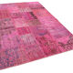 Handmade turkish overdyed 170 cm x 241 cm pink patchwork carpet