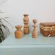 Set of 3 Scandinavian turned wooden candle holders