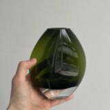 Blown green glass vase
