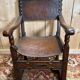 Fauteuil de bureau en chêne et cuir