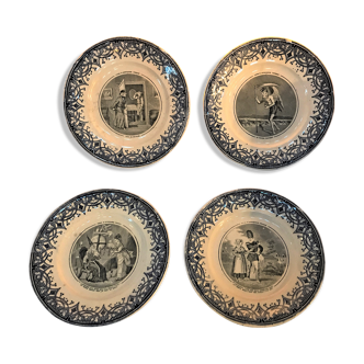 Series of 4 speaking plates Sarreguemines