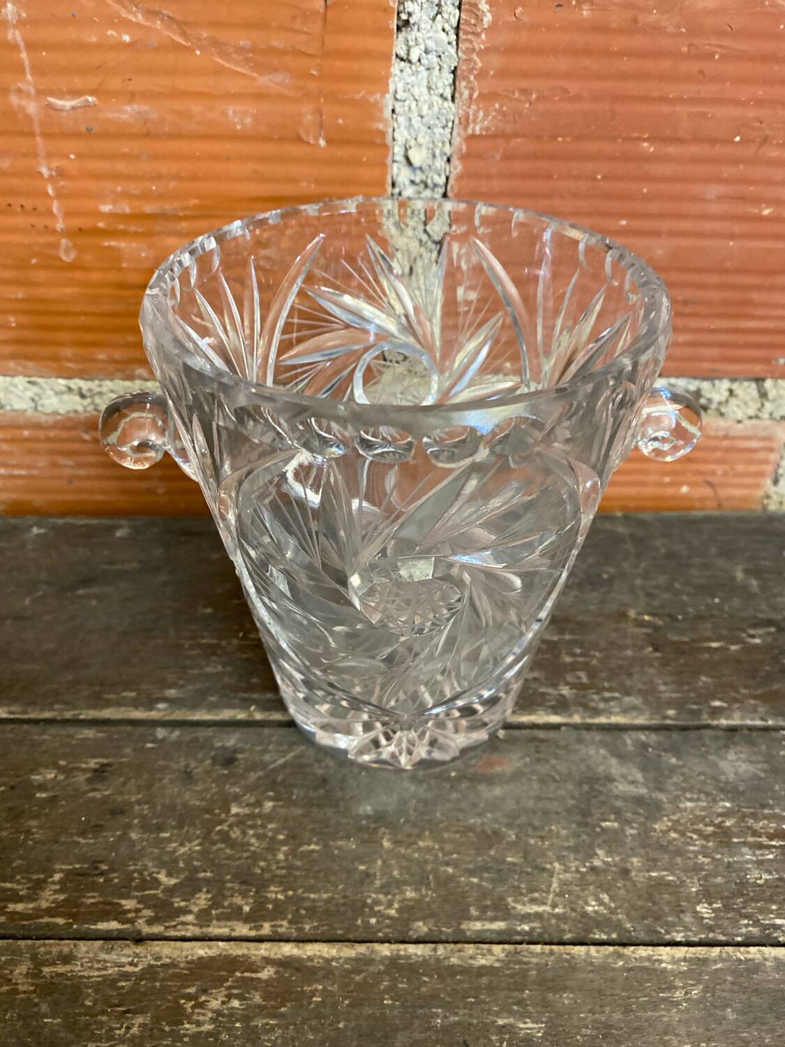 Seau A Glace Ancien Cristal Taillé Années 60 West Germany Vintage #D87