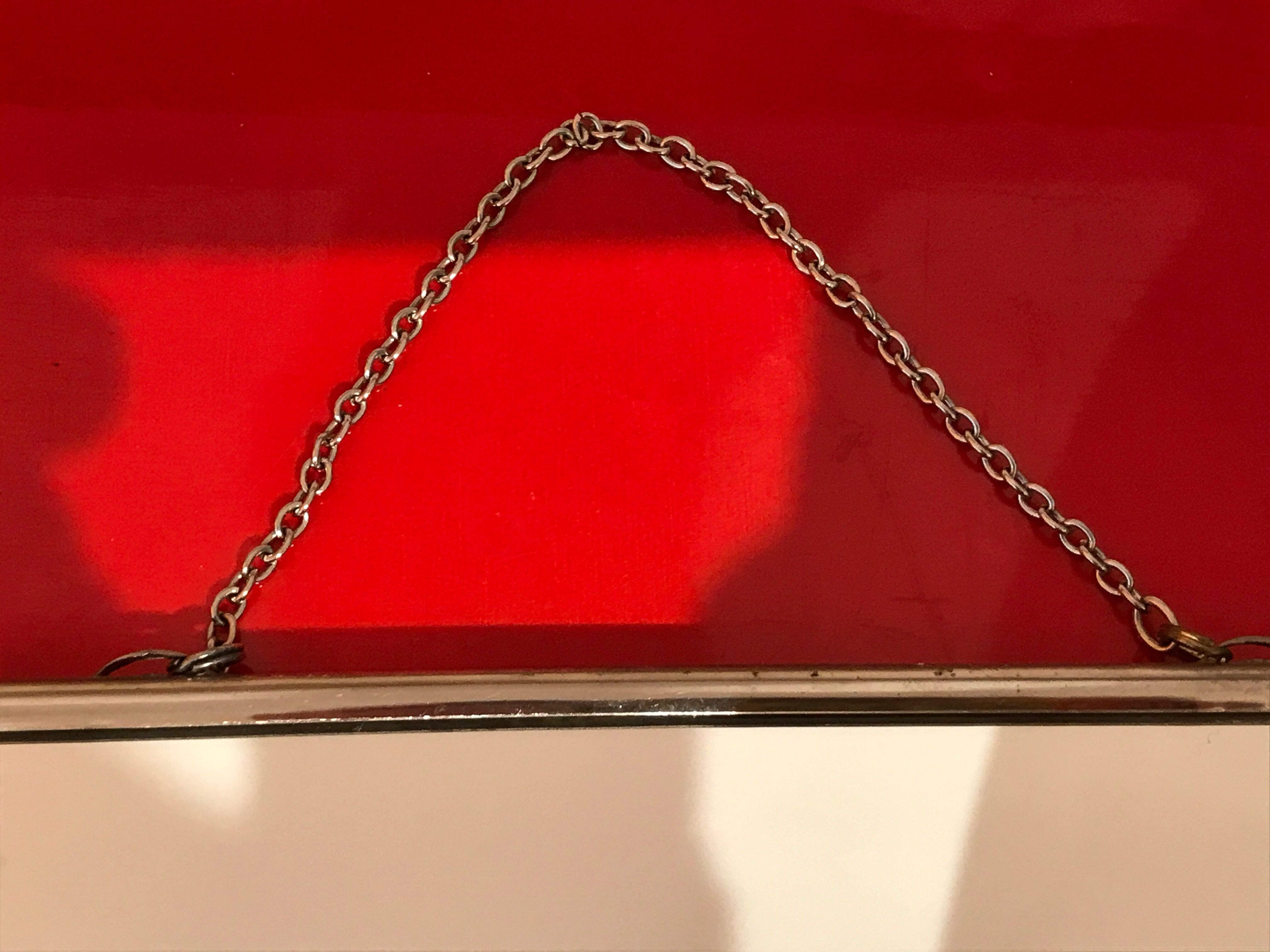 Barber mirror 30 x 24 chrome with vintage chain 1960 60