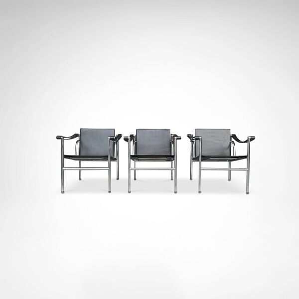Fauteuil vintage LC1 par Le Corbusier et al pour Cassina, ensemble de 3