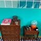 Vintage chest of drawers and bedside table set