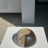 White and glossy brown two-tone ceramic bowl, matt earth