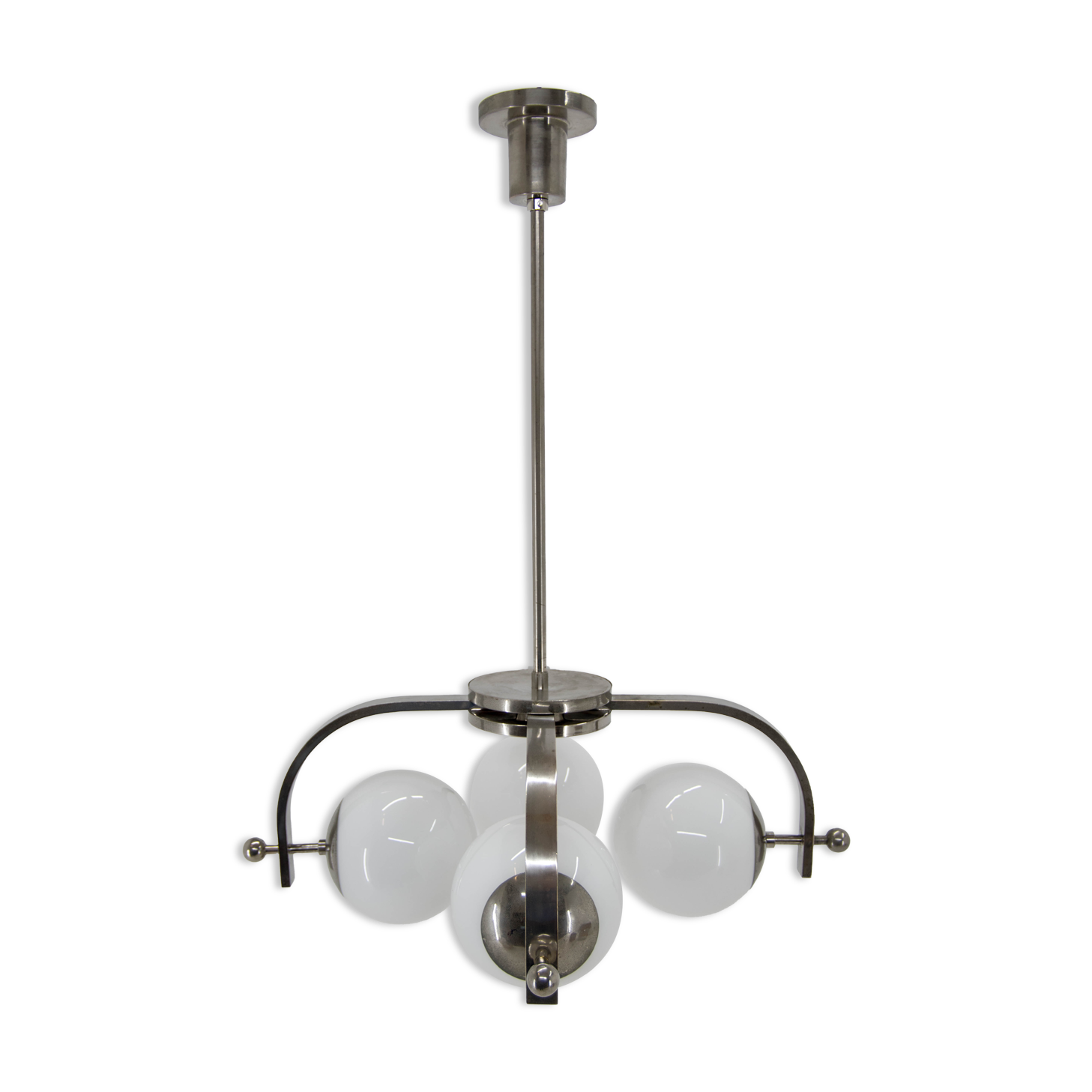 Bauhaus nickel-plated chandelier, 1930s