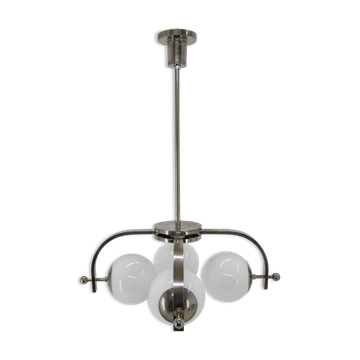 Bauhaus nickel-plated chandelier, 1930s