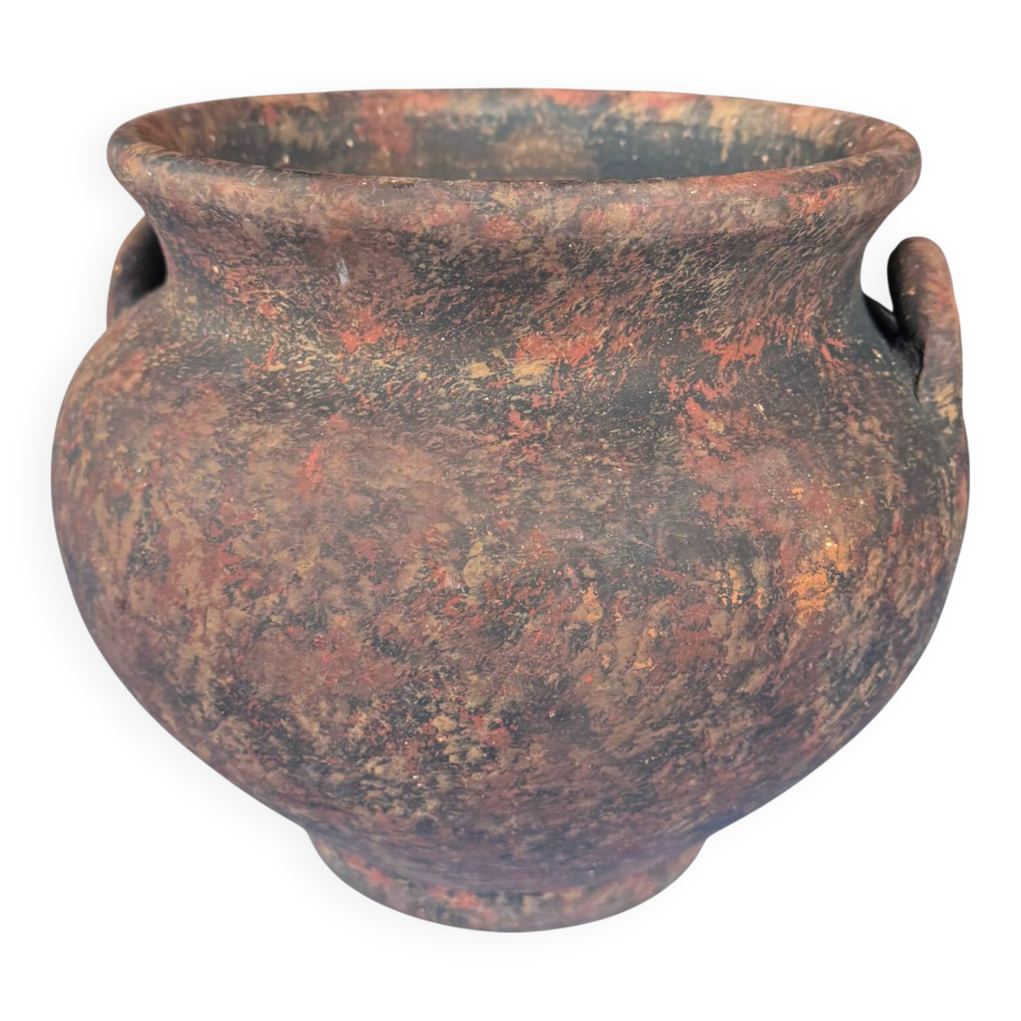 Grand vase en terre cuite texturée | Artisanat mexicain | Années 50–70