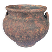 Grand vase en terre cuite texturée | Artisanat mexicain | Années 50-70