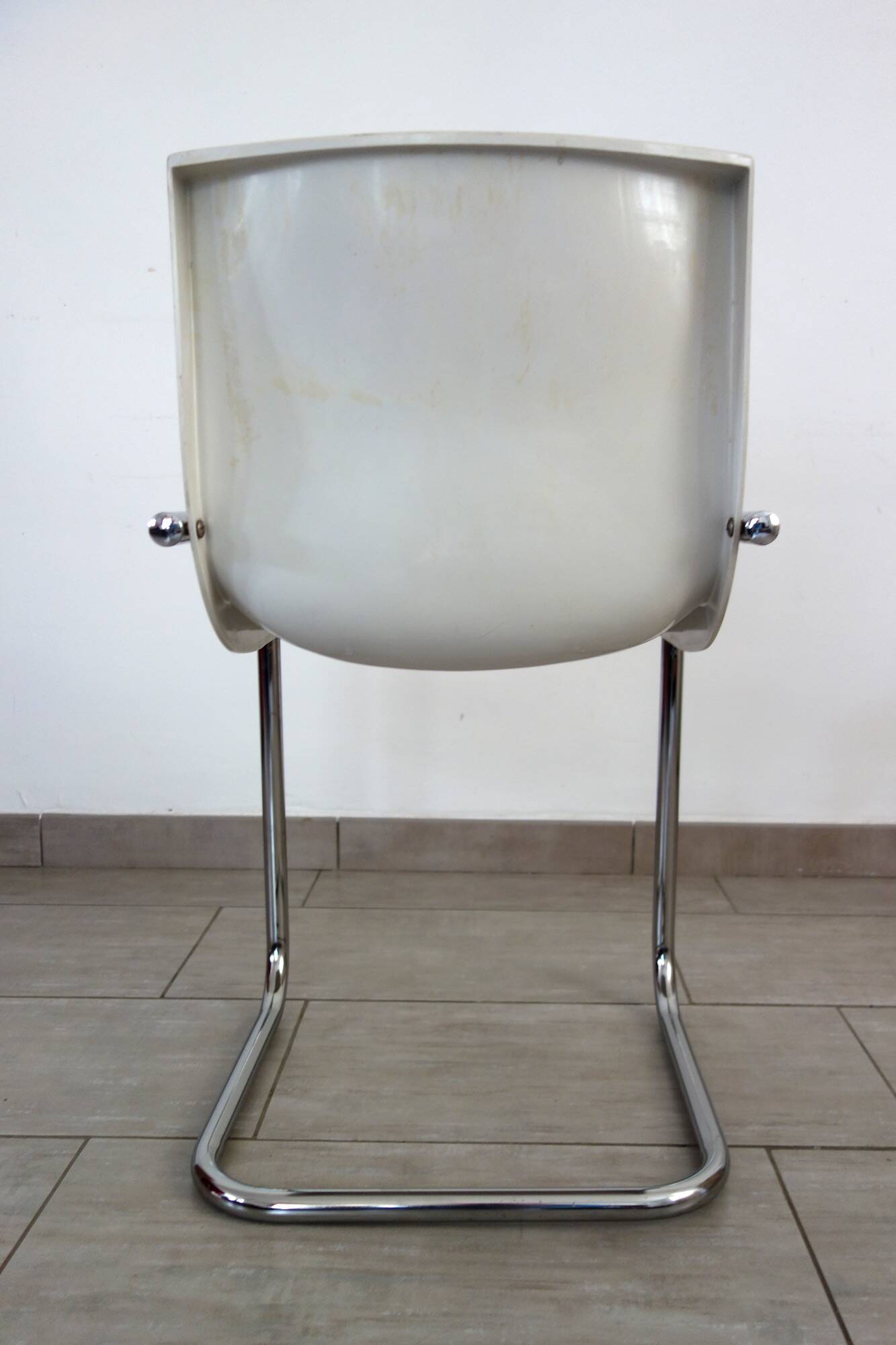 70s chrome metal and plastic chair by Gautier