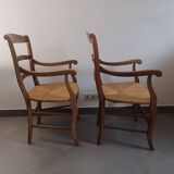 Pair of cherry wood armchairs