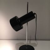 Adjustable lamp in black lacquered metal and chrome. French work. Circa 1970.