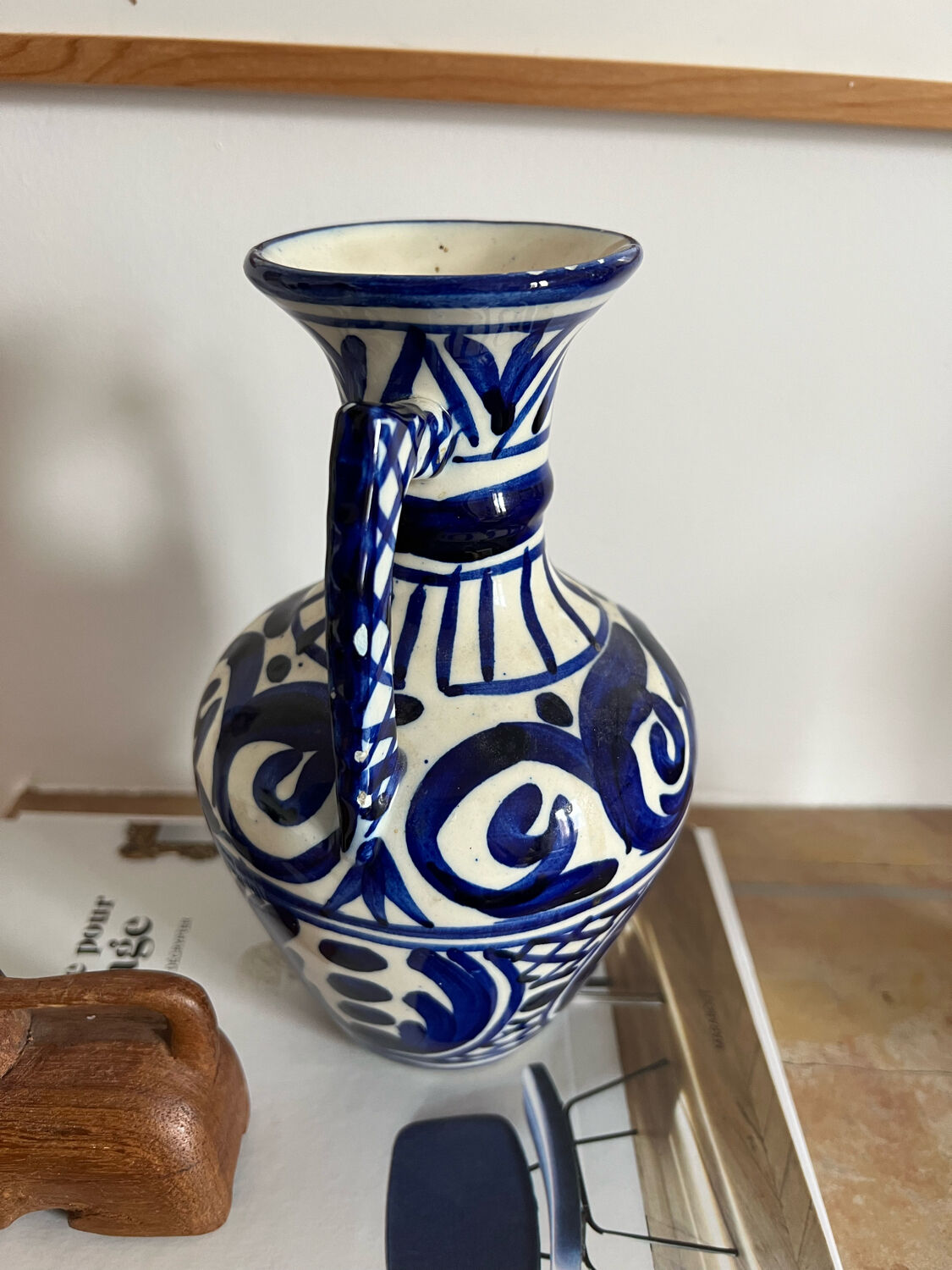 Blue-patterned ceramic vase