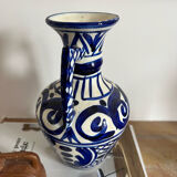 Blue-patterned ceramic vase