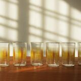 6 verres pointillés vintage jaune