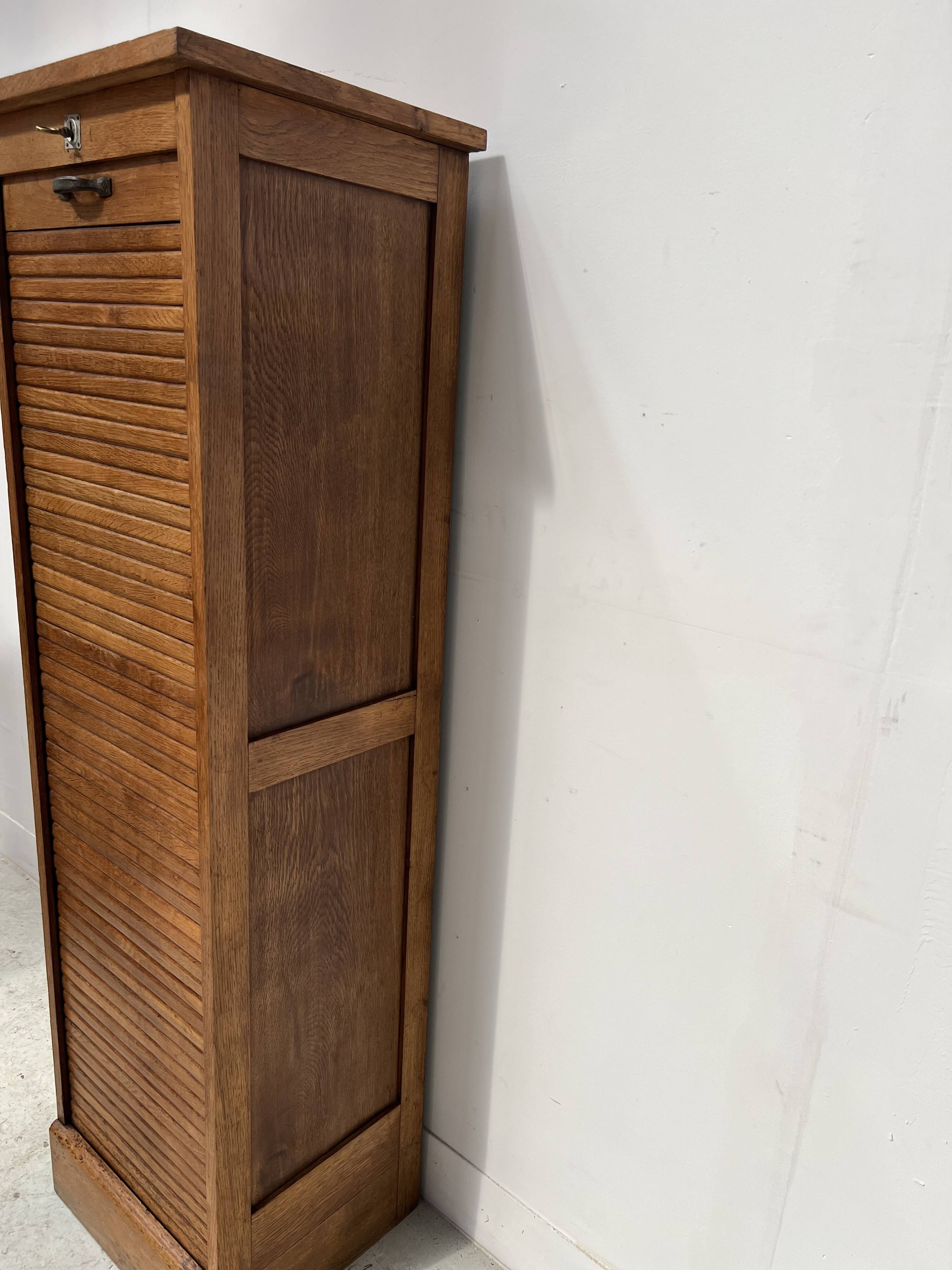 Oak curtain filing cabinet 20th century office furniture