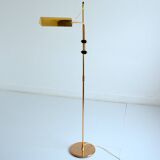Vintage 1970s gilded brass adjustable and swivel floor lamp / reading lamp
