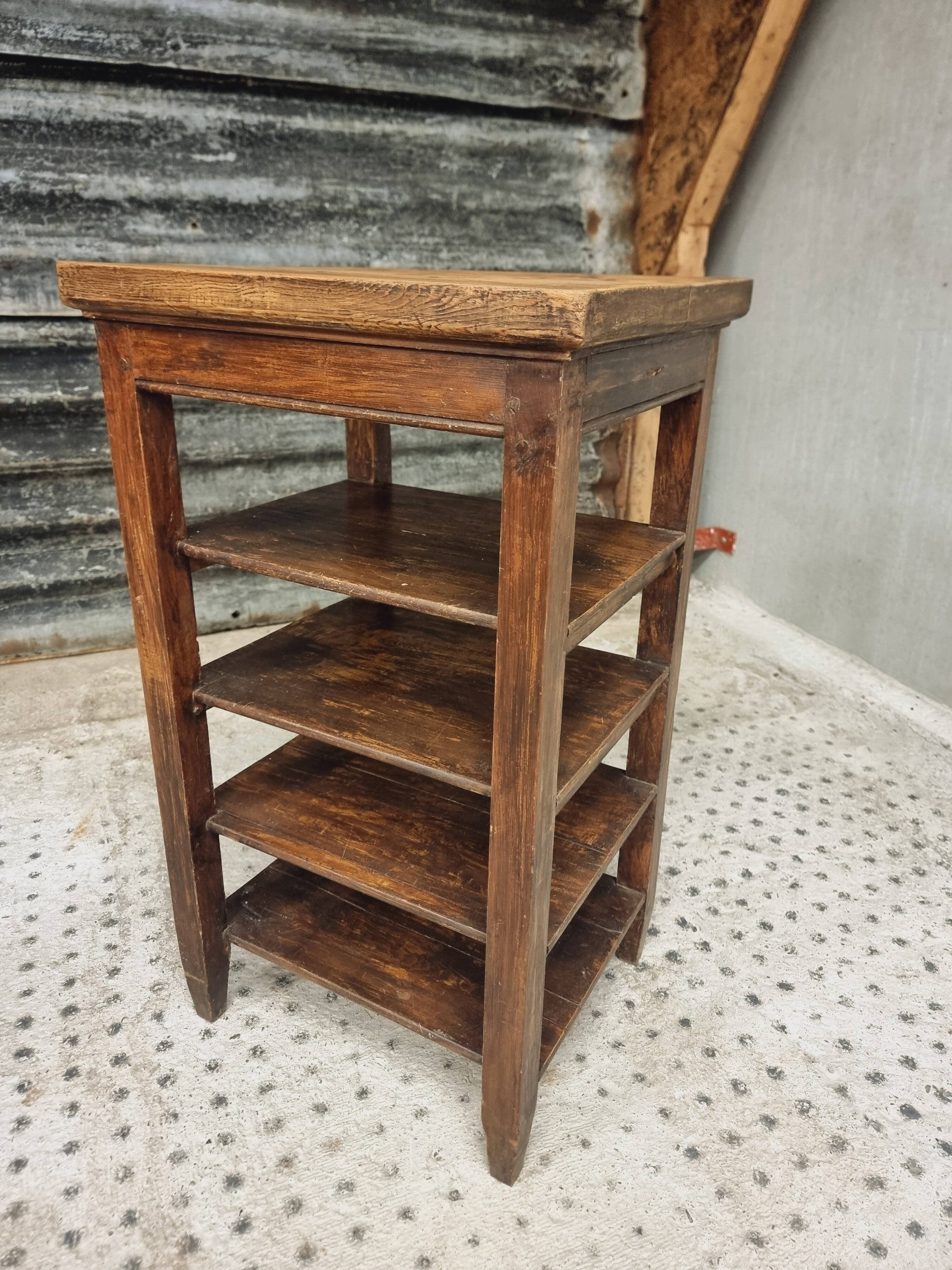 Antique side table shelving unit etagere wood