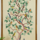 Vintage bird embroidered paint with wooden frame