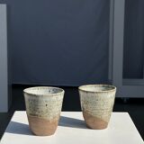 Set of 2 cups in Indonesian ceramic (brown & speckled glazed matte)