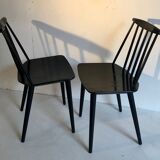 Pair of Black Chairs by Folke Palsson for FDB MOBLER Denmark 1966