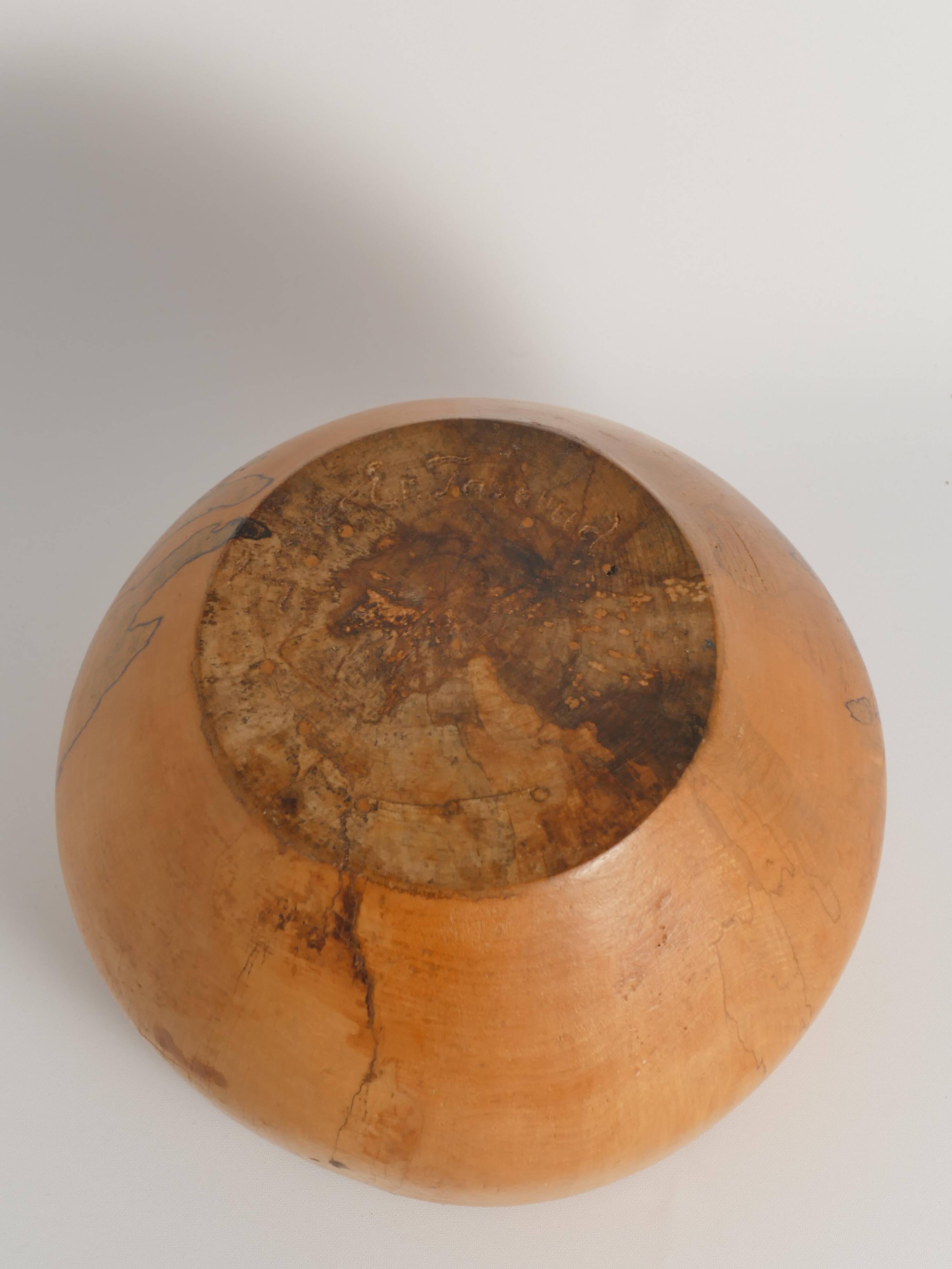 Mid-century Modern Hand-carved Wood Bowl, James Eriksson, Tasserud Sweden 1970s