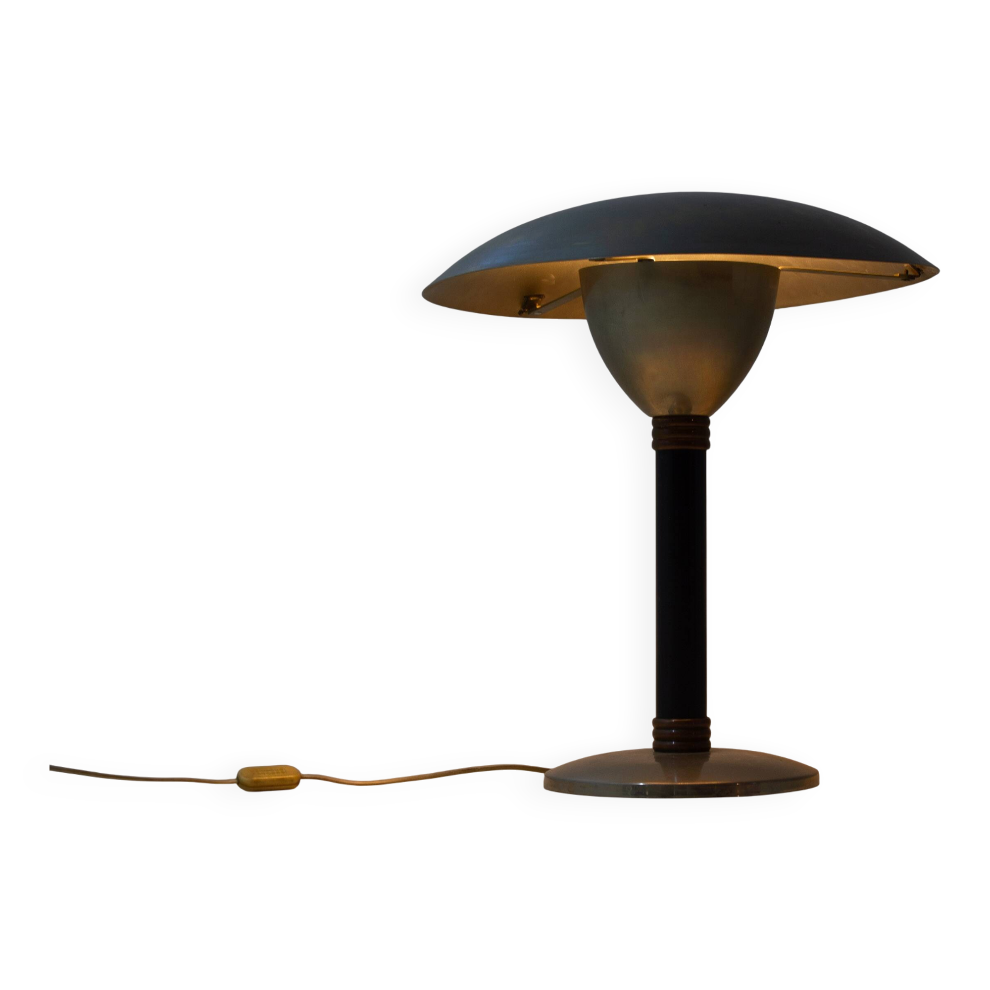 Italian desk / table mushroom lamp in brushed metal, 1950s