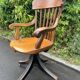 Fauteuil de bureau vintage pivotant – chêne et piètement tripode