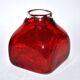DESIGN square vase in red lined blown glass 11cm dlg Whitefriars