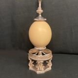 Old lamp foot silver metal and ostrich egg late nineteenth century