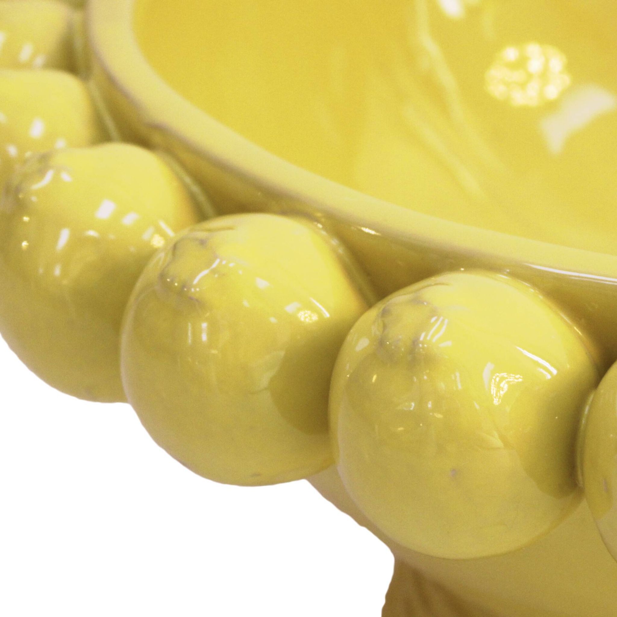Italian Yellow Ceramic Vase with Yellow Lemon Fruit Motifs