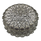 French Mid-Century Round Clear Cut Glass Ceiling Light Replacement Shade