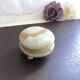 Small round box in green marbled onyx tripod lion paws brass