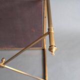 Neoclassical side table in gilded brass and solid mahogany top 1950/1960.