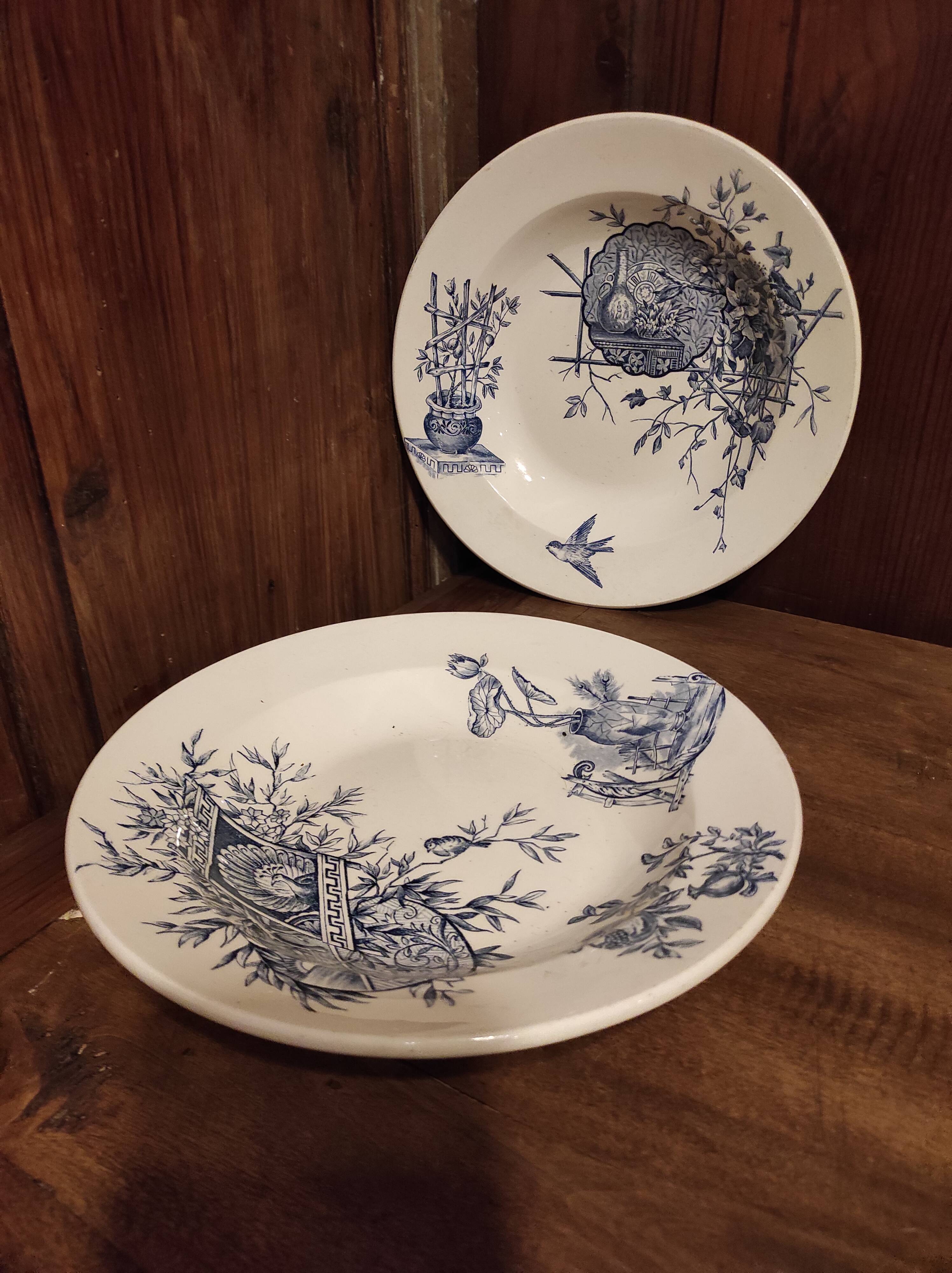 French vintage soup plate, R. Lafitte, Terre de Fer, Salins