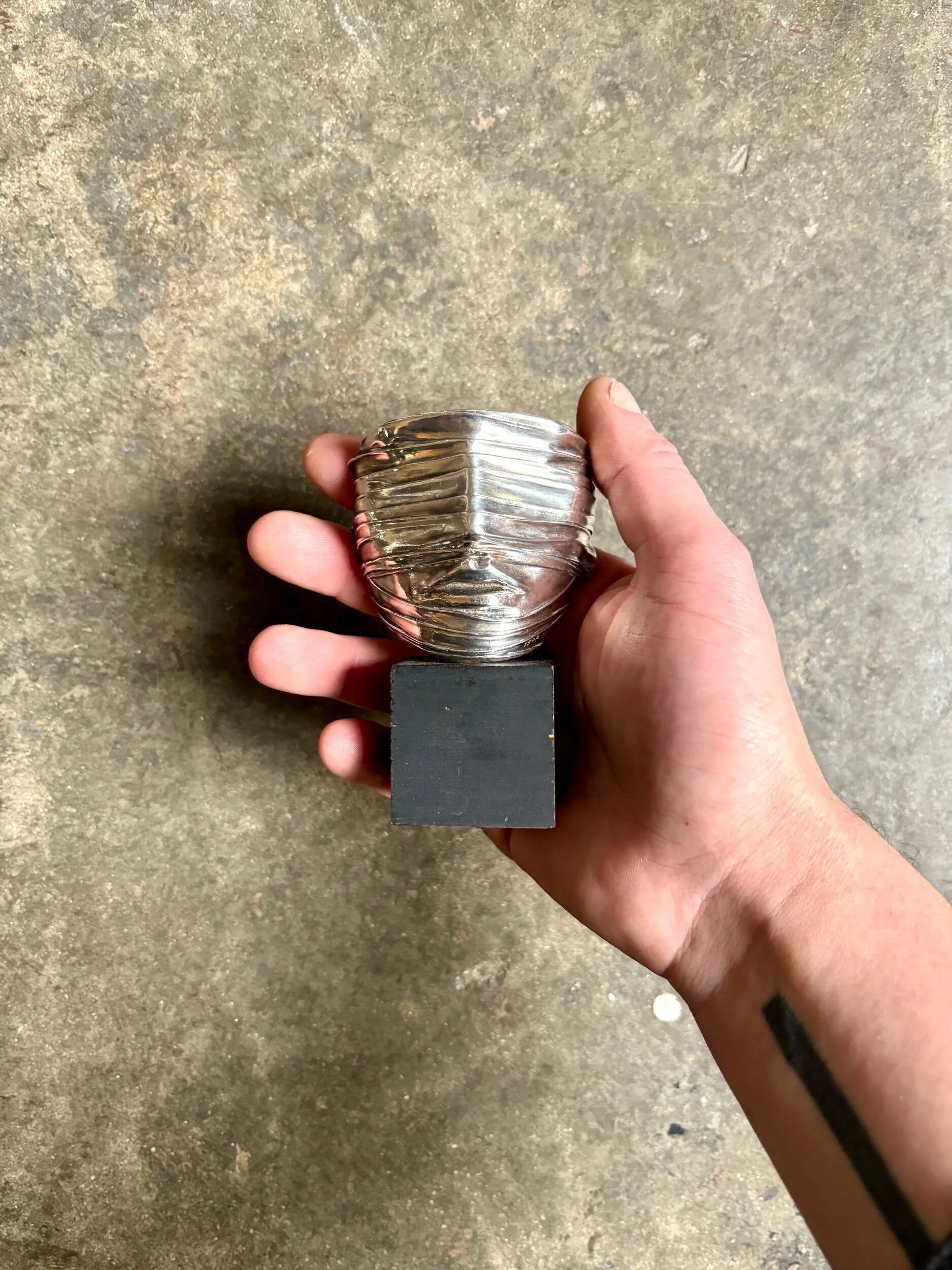 Silver-plated metal sculpture signed Igor Mitoraj for Christofle, 1977