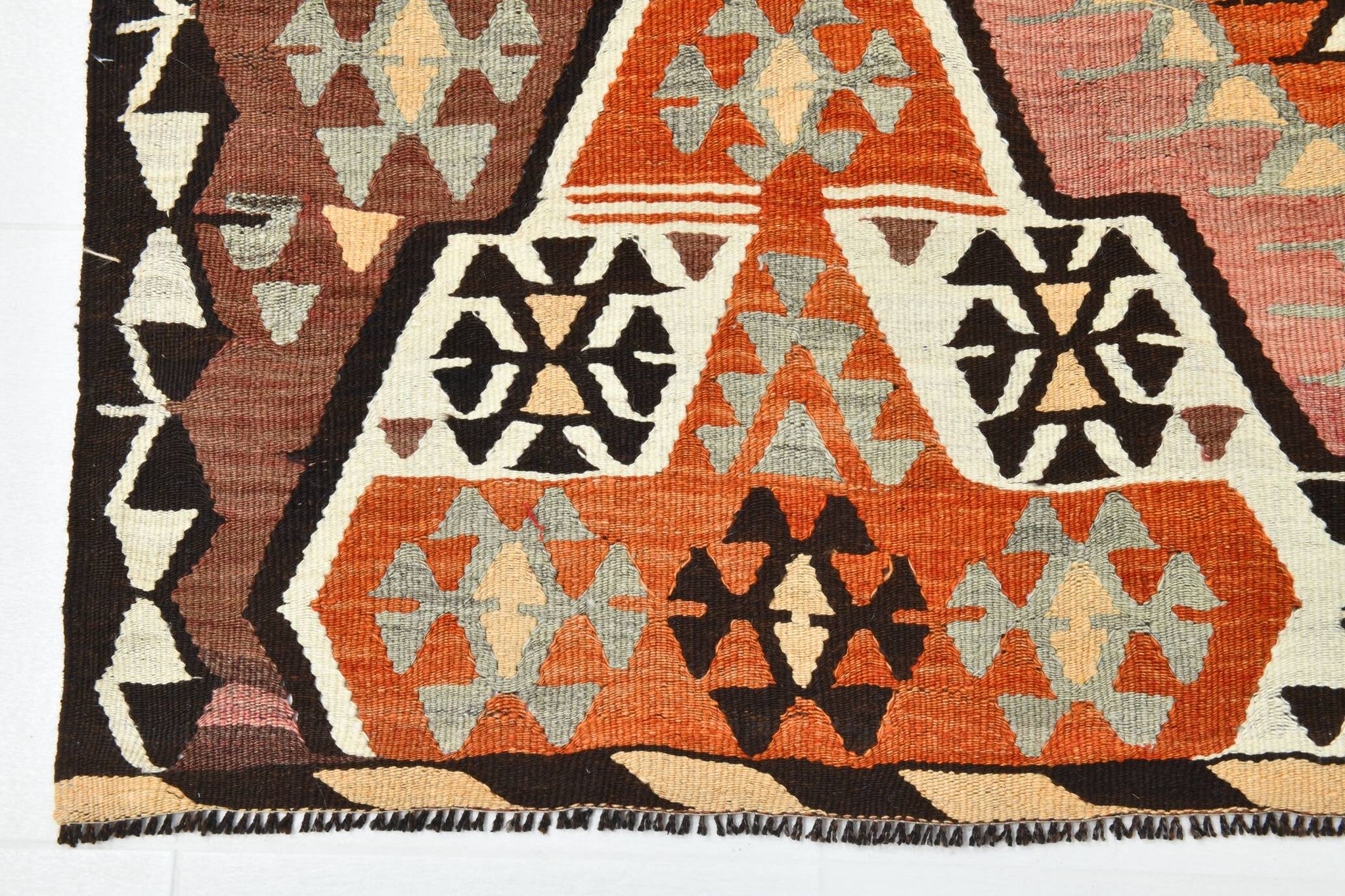 6x10 Kilim Grey & Brown Bohemian Area Kilim Rug, 171x306 Cm