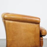 Sheepskin Leather Club Chair with a Warm Color