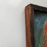 René cazassus "princesse rouge" tableau huile sur toile portrait de femme