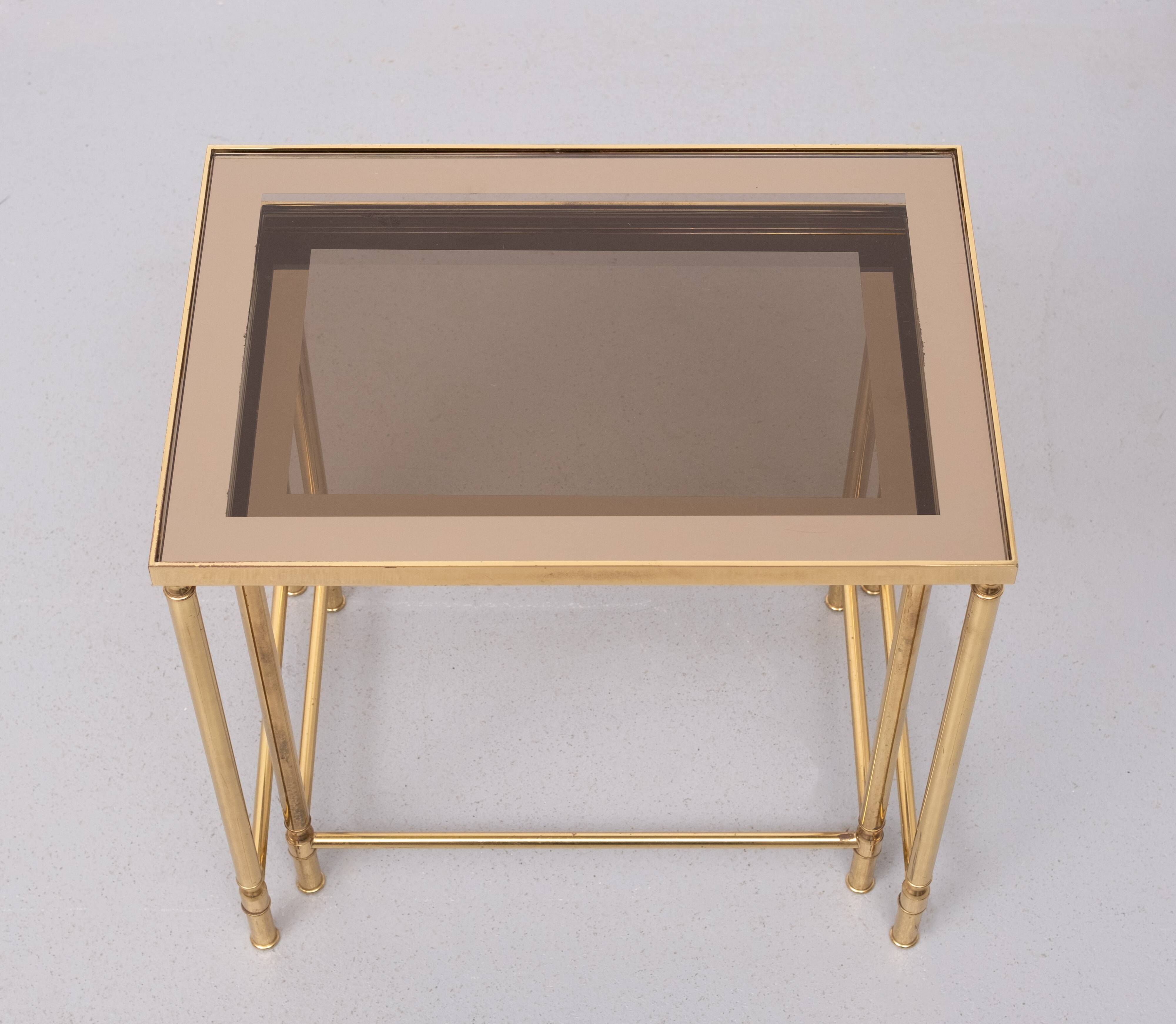 Brass side tables Hollywood Recency 1970s France