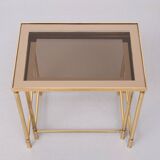 Tables d'appoint en laiton Hollywood Recency années 1970 France