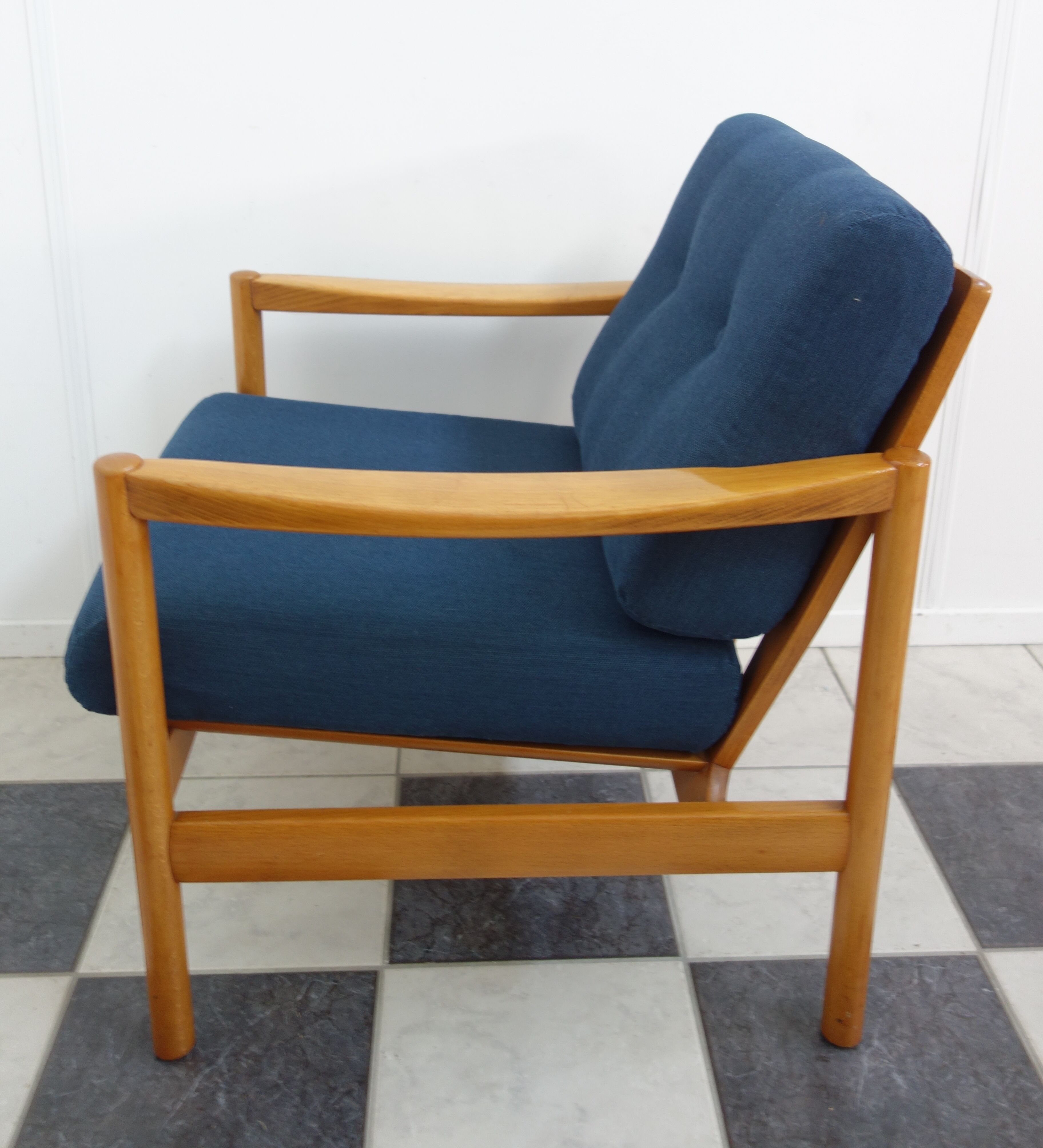 Walter knoll relax armchair 1960s in blue fabric