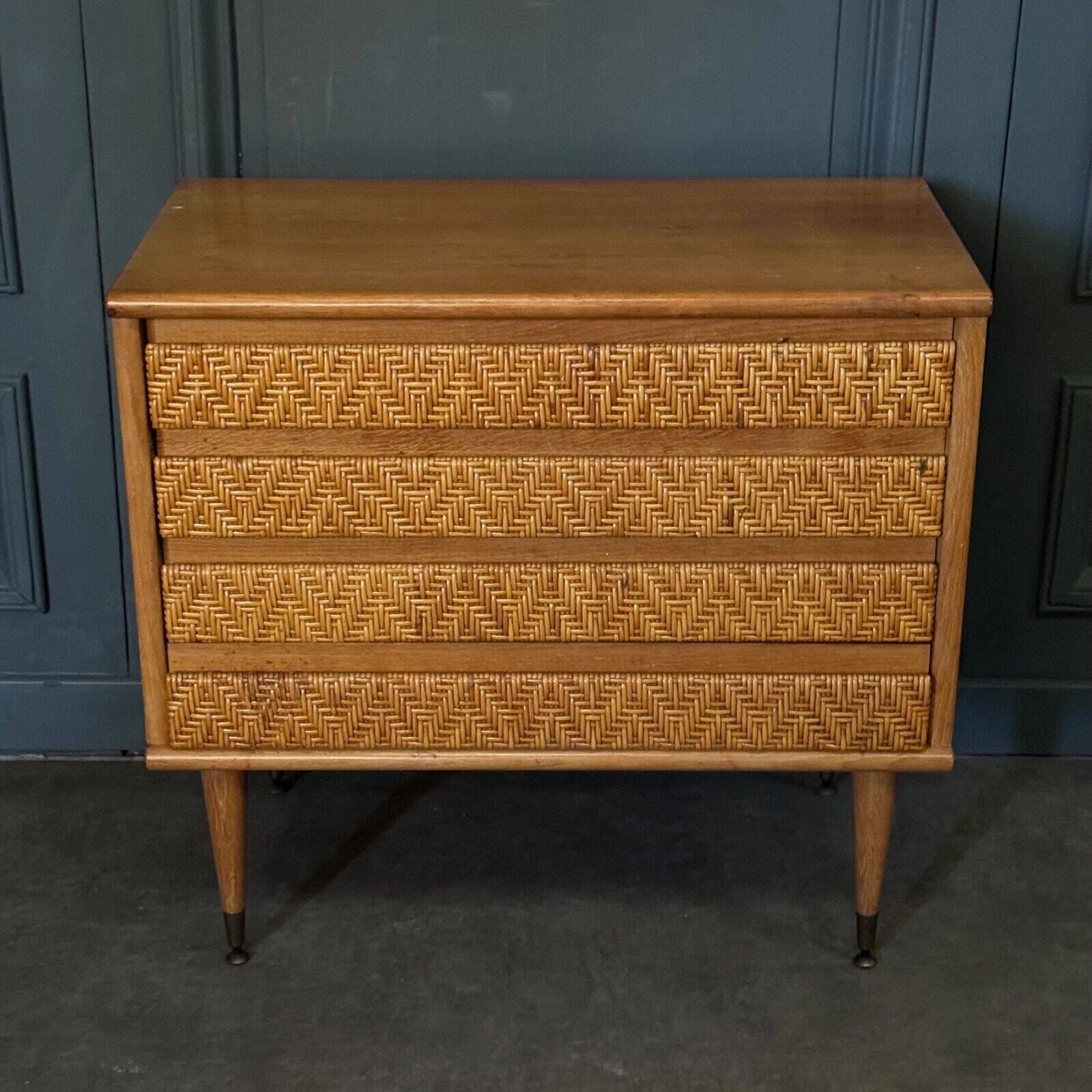 1960 rattan chest of drawers 4 drawers spindle legs