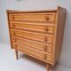 Bamboo and rattan wood chest of drawers from the 60s