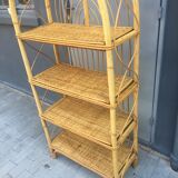 Rattan and bamboo vintage shelf