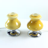 Lampes de table en crème opaline & chrome, Bulgarie années 1960