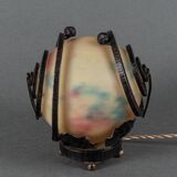 Art Deco night light lamp hammered ironwork 1930 Muller Frères